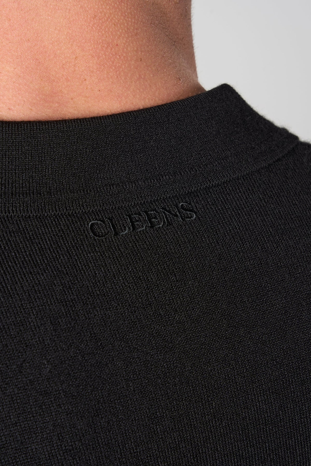 Merino Wool Button Polo Shirt Black