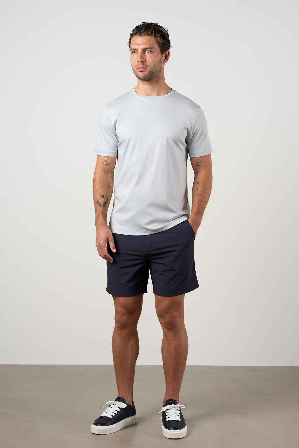 Mercerised Cotton T-shirt Silver Grey