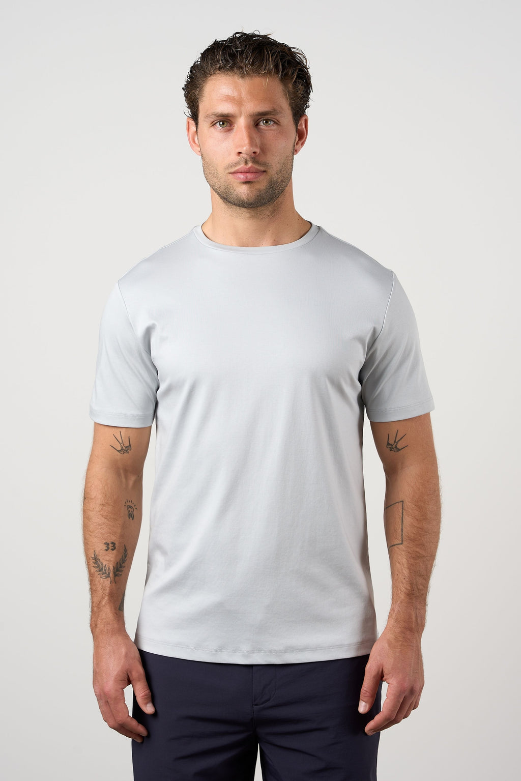 Mercerised Cotton T-shirt Silver Grey