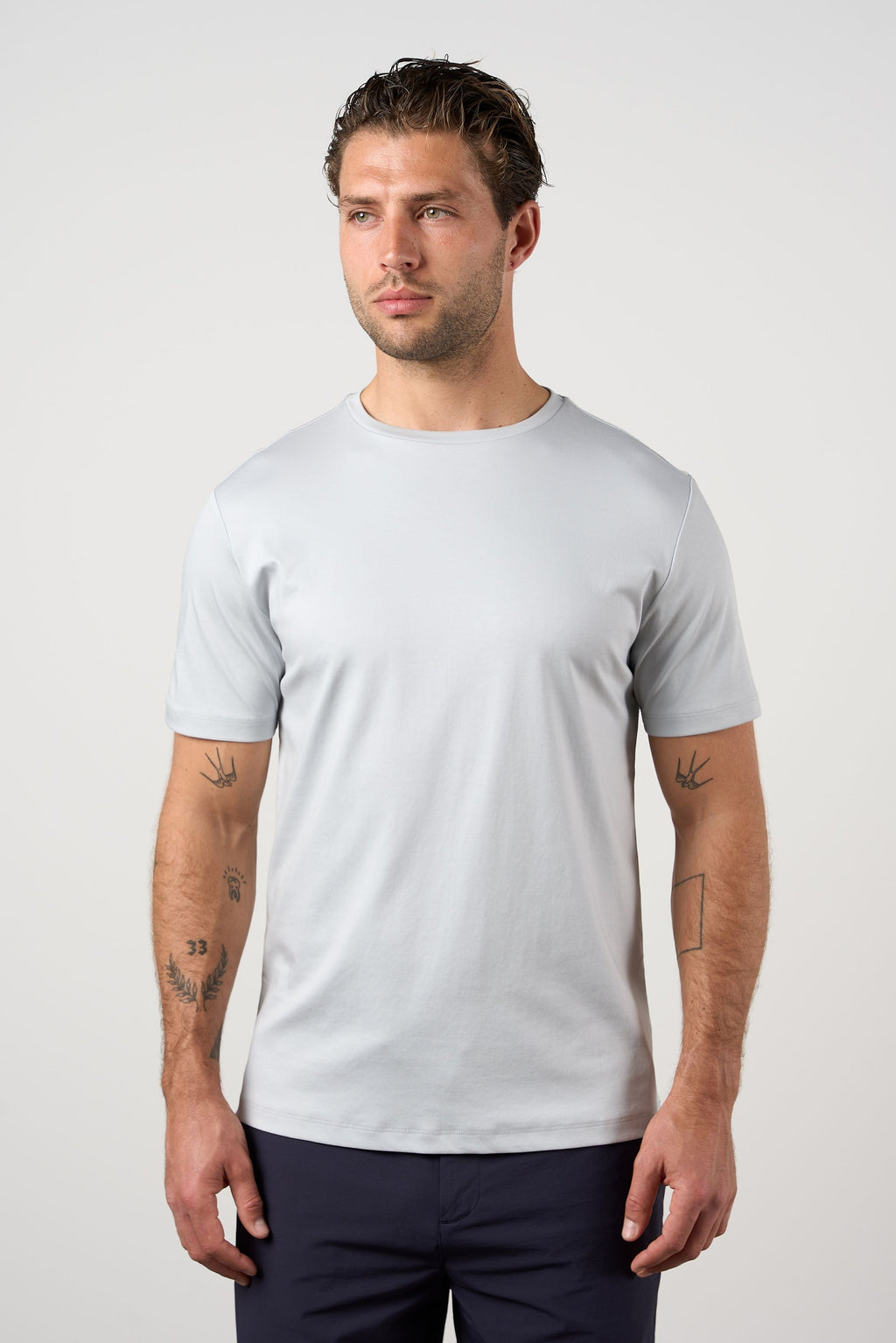 Mercerised Cotton T-shirt Silver Grey