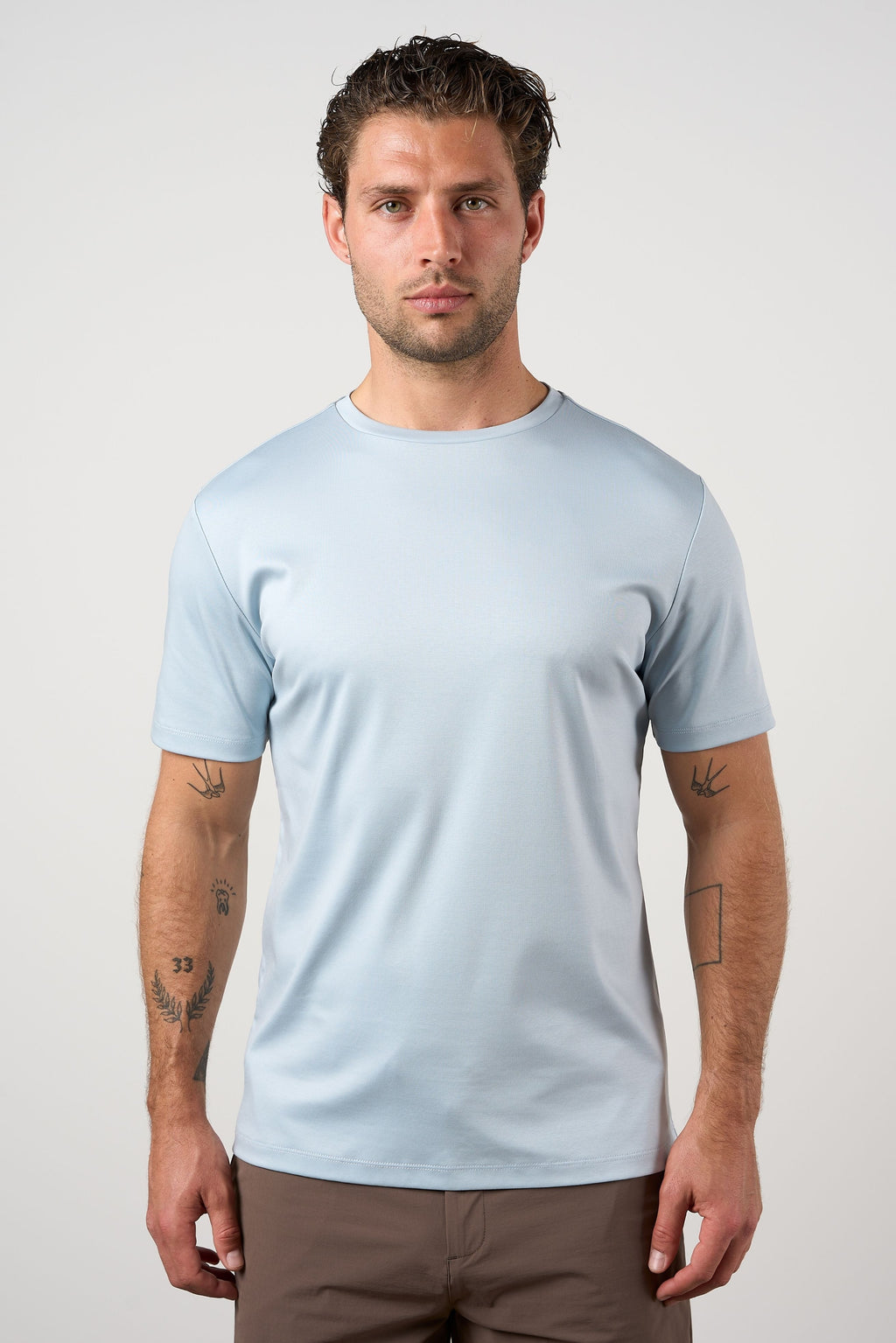 Mercerised Cotton T-shirt Light Blue