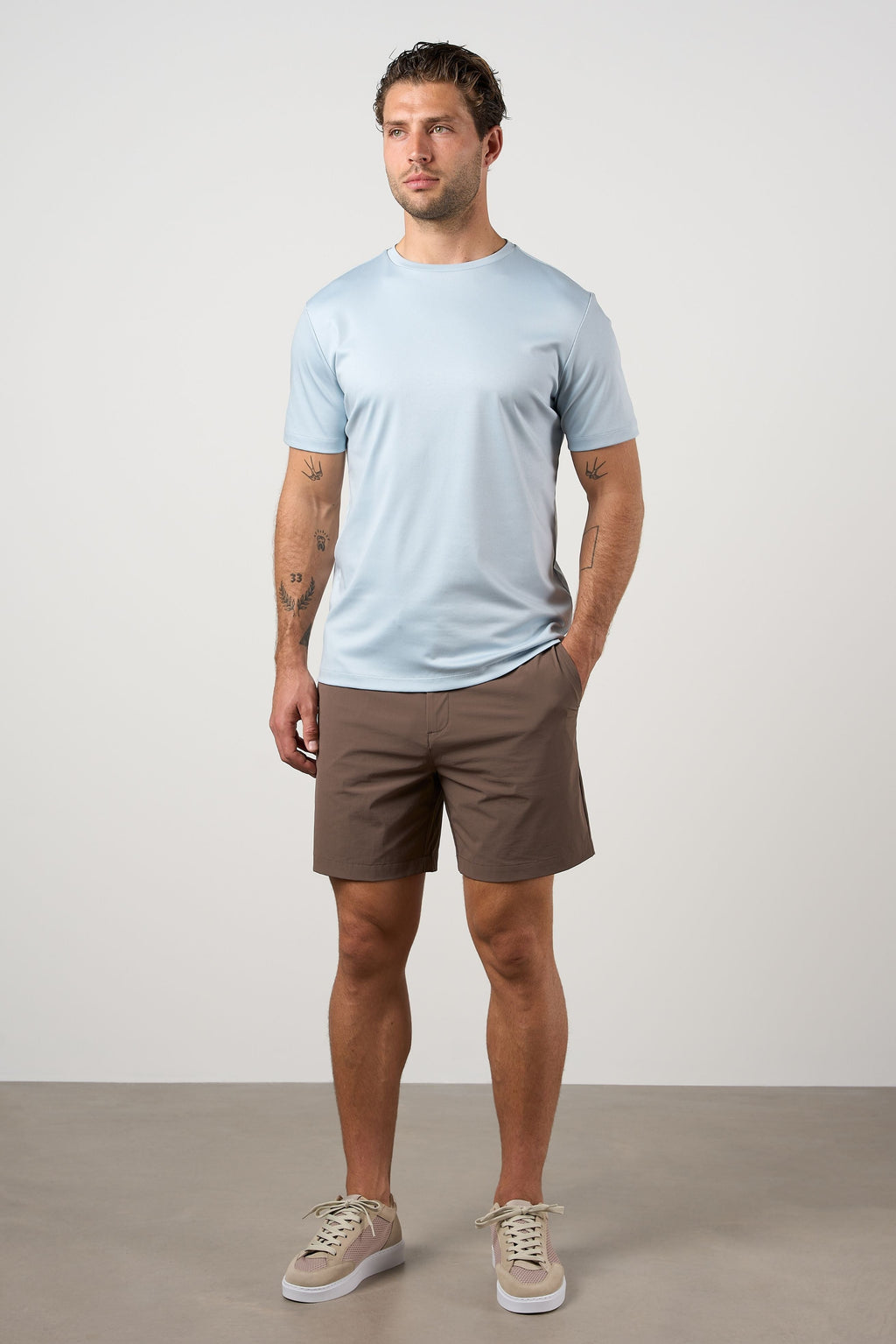 Mercerised Cotton T-shirt Light Blue