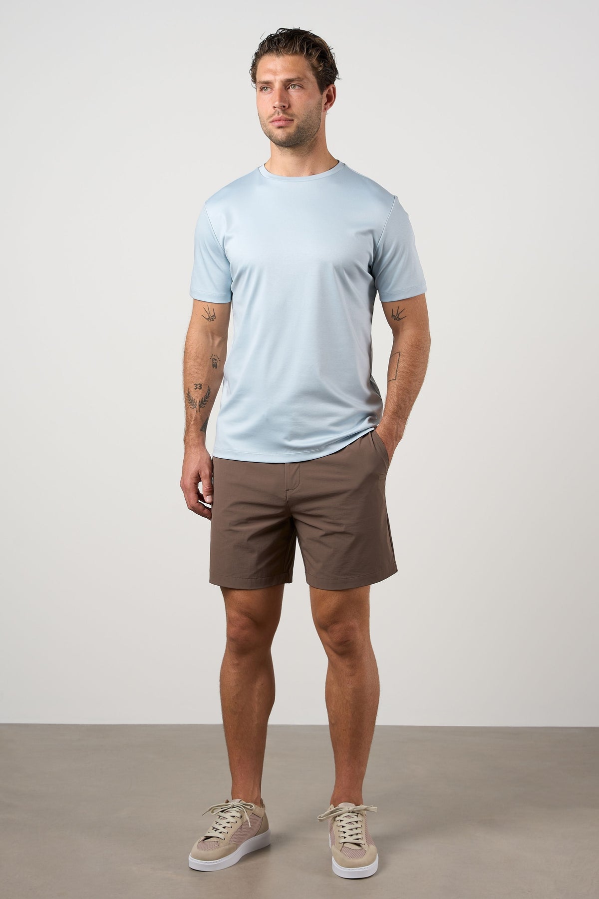 Mercerised Cotton T-shirt Light Blue
