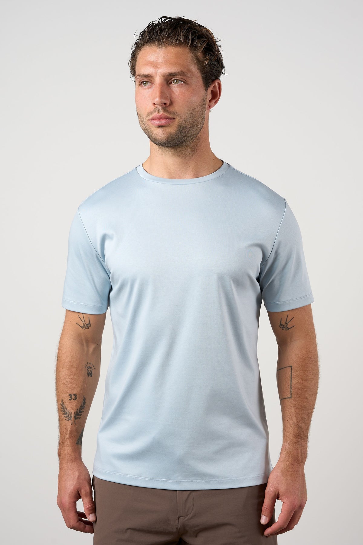 Mercerised Cotton T-shirt Light Blue
