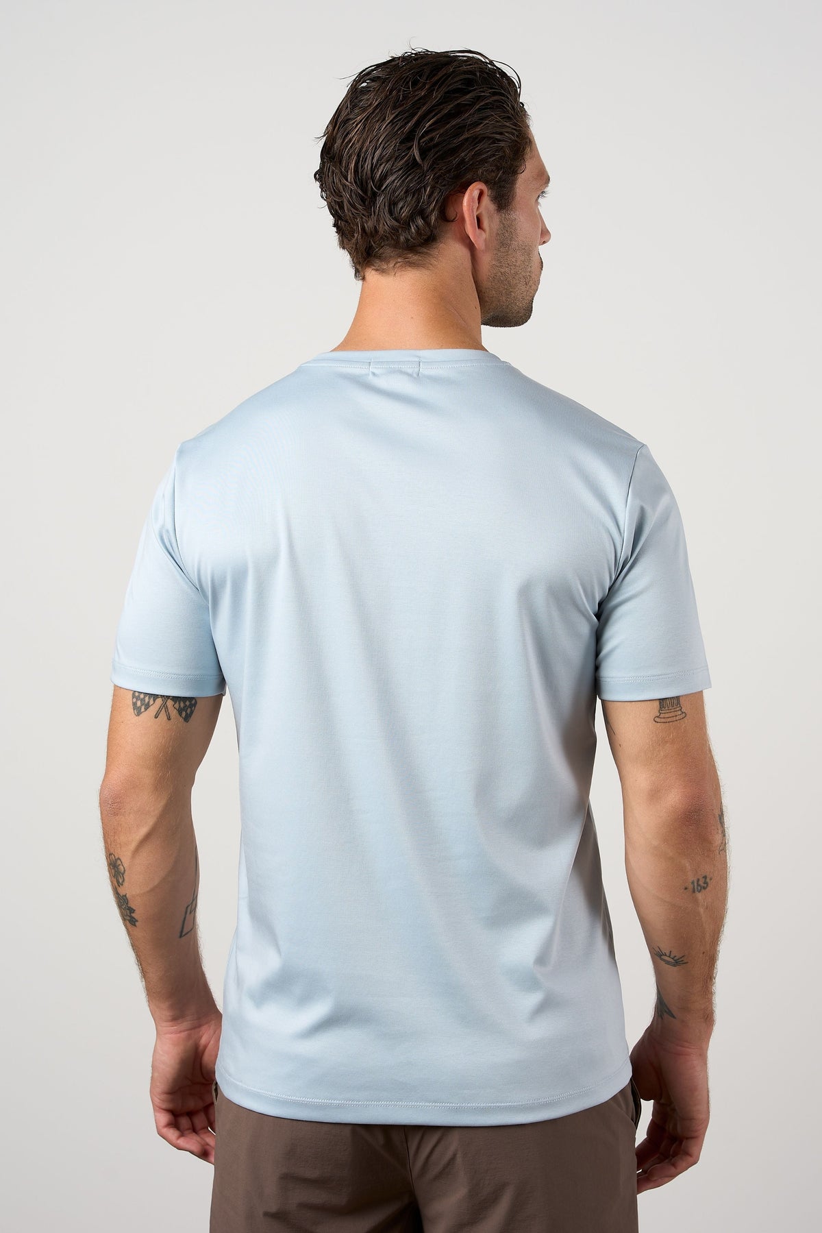 Mercerised Cotton T-shirt Light Blue