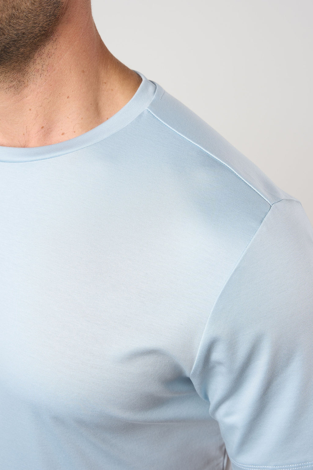 Mercerised Cotton T-shirt Light Blue