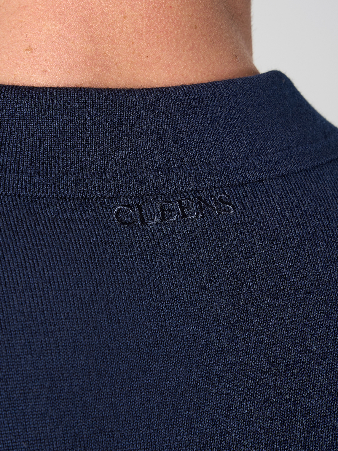 Merino Wool Button Polo Shirt Navy