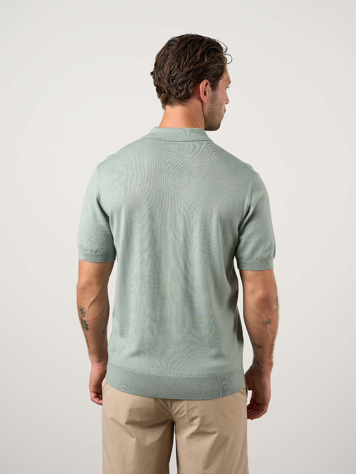 Merino Wool Button Polo Shirt Pistachio