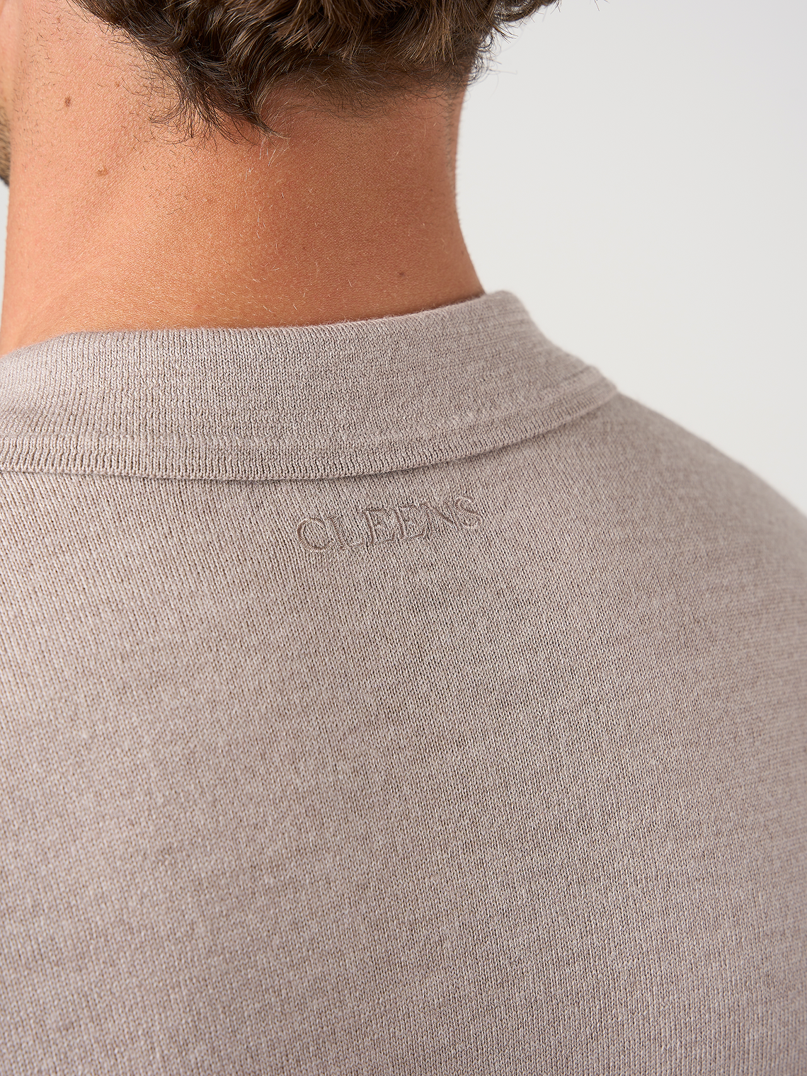 Merino Wool Button Polo Shirt Warm Wheat Marl
