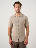 Textured Button Through Shirt Camel