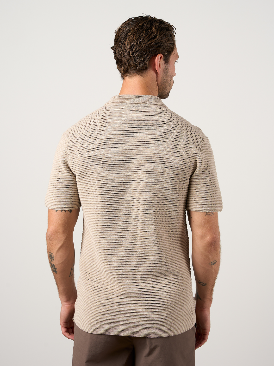 Textured Button Through Shirt Camel