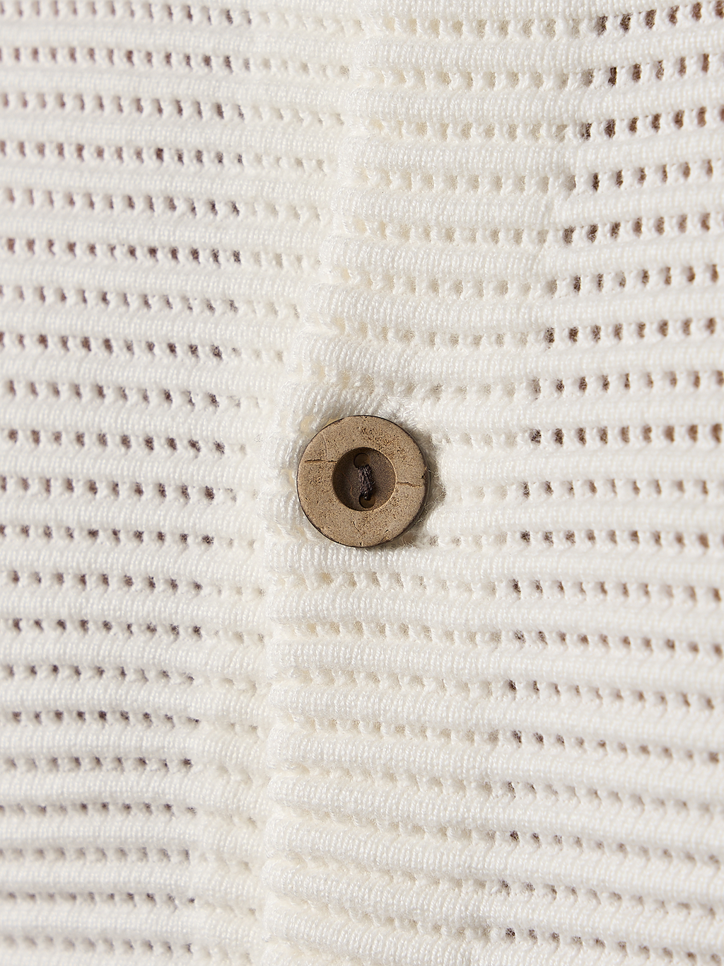 Textured Button Through Shirt Off White