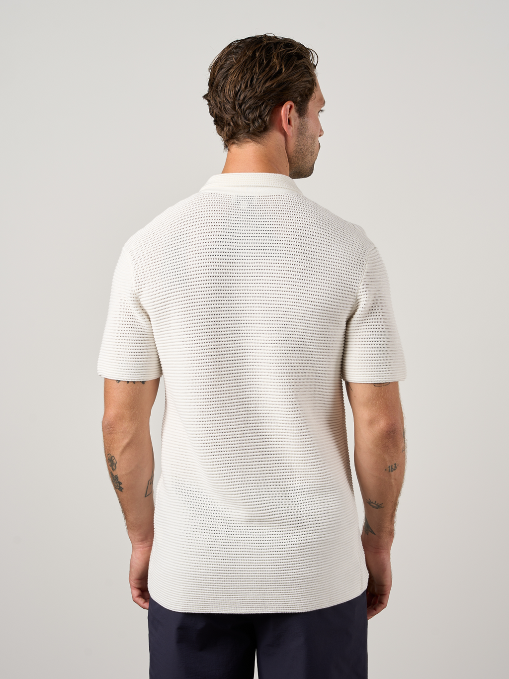 Textured Button Through Shirt Off White
