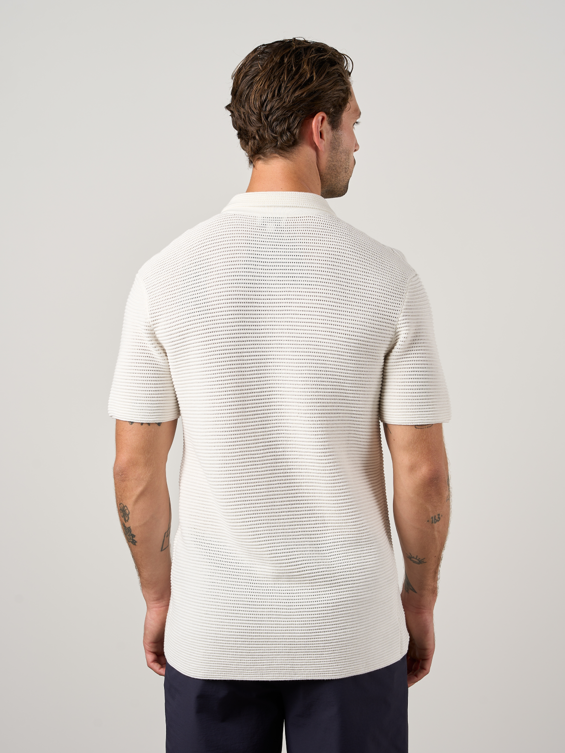 Textured Button Through Shirt Off White