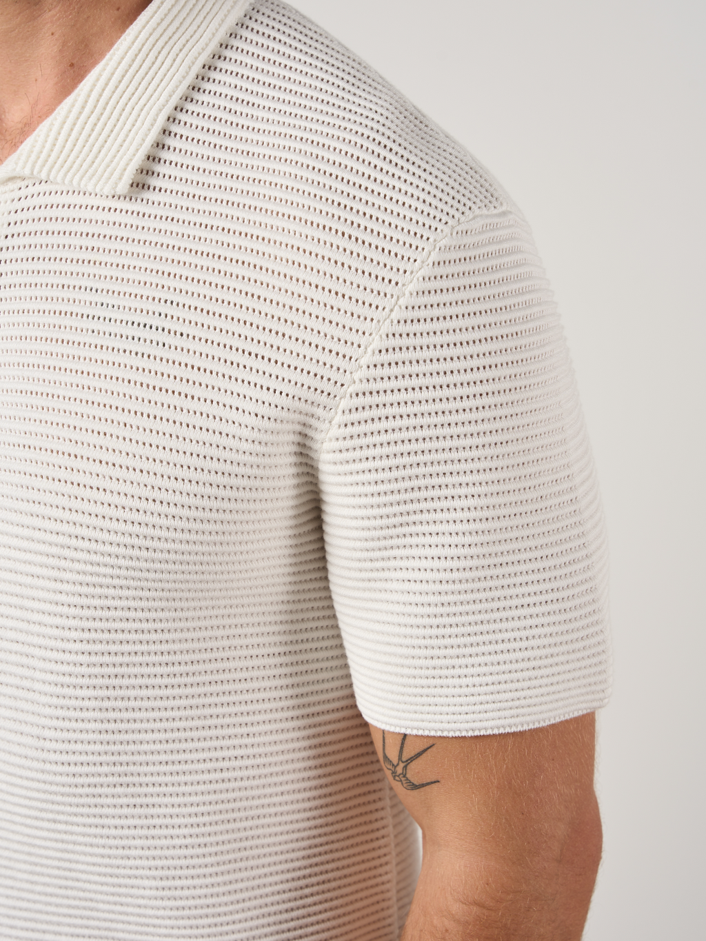 Textured Button Through Shirt Off White