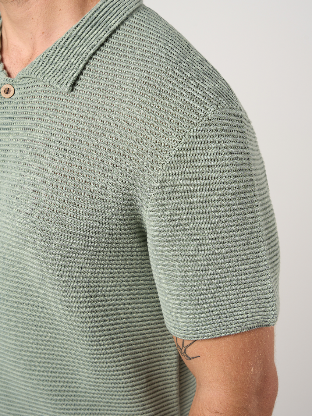 Textured Button Through Shirt Sage