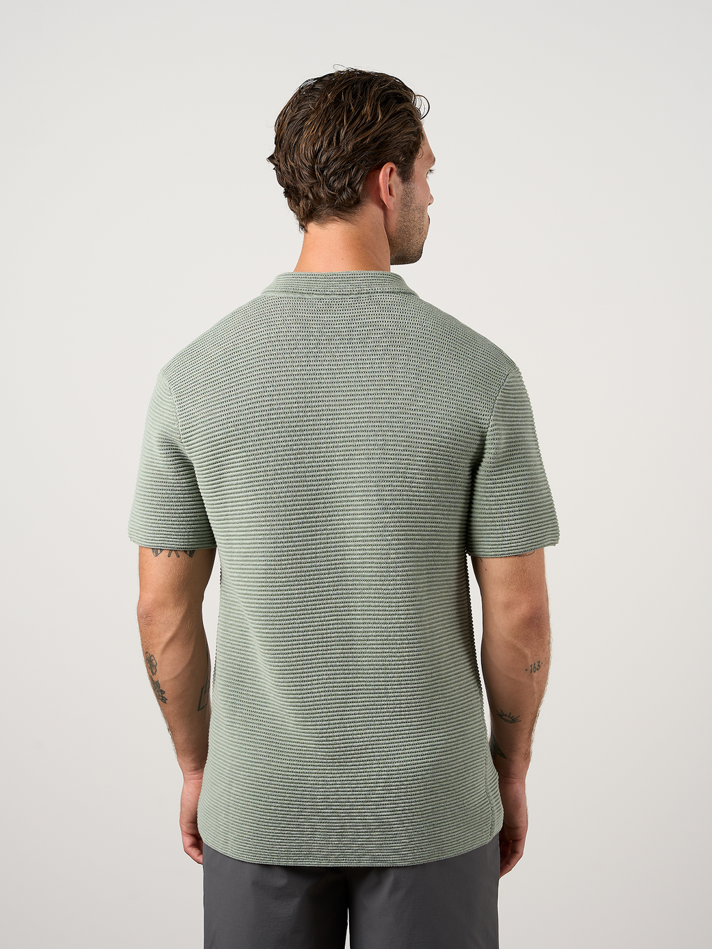 Textured Button Through Shirt Sage