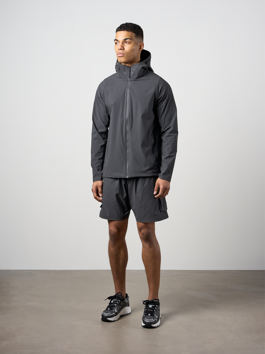 Woven Tech Windrunner Jacket Charcoal