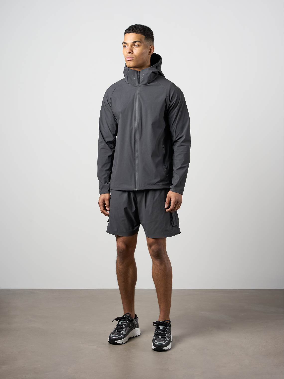 Woven Tech Windrunner Jacket Charcoal